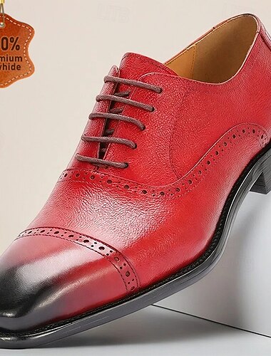  Herre Klassisk Fritid Bryllup Lær Italiensk fullkornet kuskinn Sklisikker Snøring Svart Gul Rød Vår Alle årstider