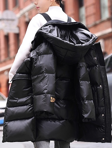  Bambini Ragazzi Giacca in piuma Giacca Imbottita Capispalla Tinta unica Manica Lunga Tenere al caldo Antivento Cappotto Casuale Quotidiano Essenziale Nero Autunno Inverno Dai 4 anni in su