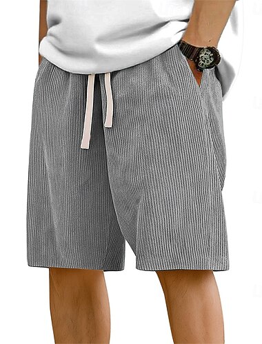  Herren Sommershorts Strandshorts Freizeitshorts Cordshorts Kordelzug Elastischer Bund Einfarbig Komfort Knielang Täglich Outdoor Streetwear Urlaub Mode Schwarz Weiß Unelastisch