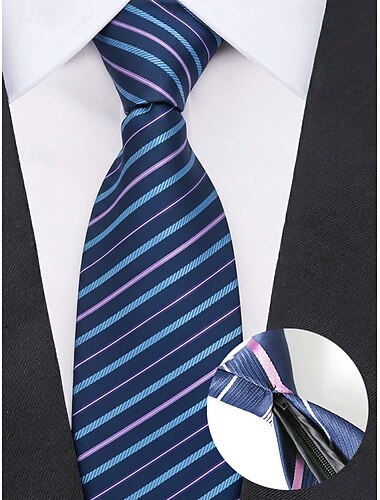  Gravata masculina com zíper, gravata pré-amarrada em poliéster com fechamento em zíper oculto, estilo clássico listrado para negócios, opções em várias cores, para casamentos, uso no escritório e ocasiões casuais elegantes.