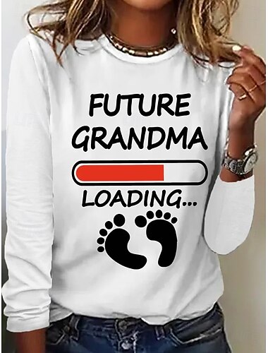  Vánoce Dámské Tričko Tisk Grafika Zvíře Písmeno Vinobraní Módní stylové Dlouhý rukáv Tričkový Běžné topy Denní Víkend Vodní modrá Černá Bílá Světlá růžová Trávová zelená Jaro Podzim