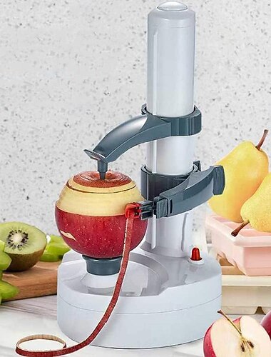  Elektrischer Rotationsschäler, multifunktionaler elektrischer automatischer Schäler aus Edelstahl für Obst und Gemüse, z. B. Äpfel und Kartoffeln, Küchenschäler aus Edelstahl