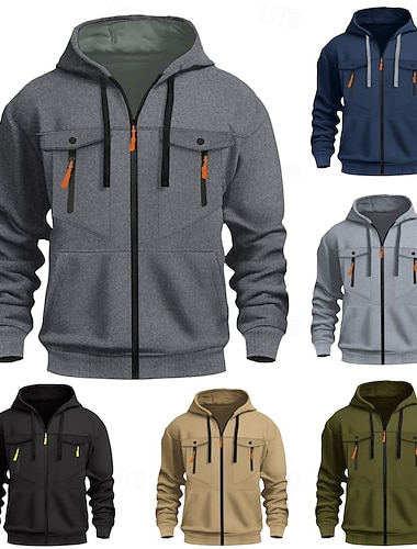  Herren Vollreißverschluss-Kapuzensweatshirt Reißverschluss Kapuzensweatshirt Reißverschluss Kapuzensweatshirts Taktischer Kapuzensweatshirt Schwarz Armeegrün Marineblau Khaki Hell Gray Mit Kapuze