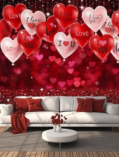  Valentinsdag-teppe med teksten «Jeg elsker deg», perfekt for tilståelser, fester, frierier, bakgrunner for arrangementer, romantisk dekorasjon til fotoboks, feiring eller spesielle anledninger.