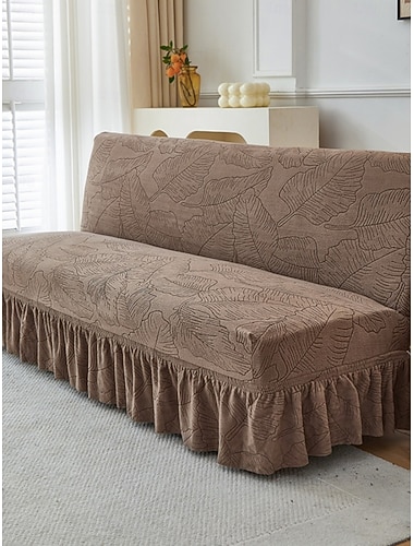  1 Stück hochelastischer Jacquard-Samt-Sofabettbezug im Rockstil, vollständig faltbarer, armloser Sofabettbezug, integrierter Ganzjahres-Sofabezug für den Wohnzimmergebrauch