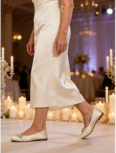  scarpe da sposa con tacco basso per la madre della sposa – eleganti scarpe da sera in raso color champagne per matrimoni formali