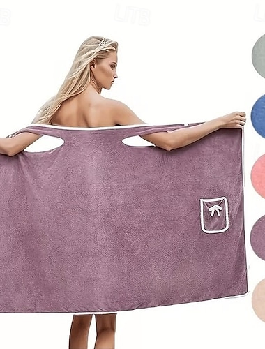 Pluss størrelse damedusjskjørt, tykk badekåpe i korallfleece, absorberende, bærbart håndkleskjørt for voksne kvinner, hjemmedusjspa-bruk