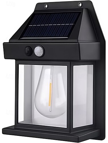  Applique murale solaire extérieure, lampe de porche extérieure avec détecteur de mouvement crépusculaire, luminaire de sécurité étanche pour jardin, cour, terrasse ou clôture.