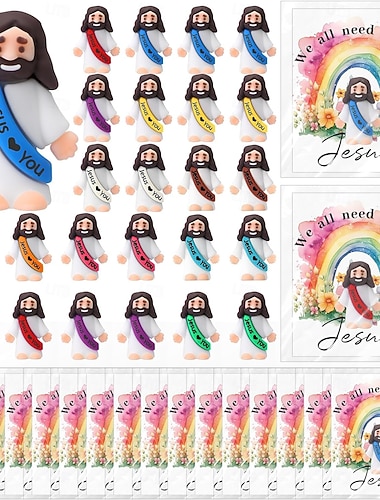  25er-Set „Jesus liebt dich“-Figuren mit Karte, Ostergeschenk, Taschen-Jesus mit Segenskarten für Versteckspiele, Sonntagsschule, christliche Gastgeschenke, Konfirmationsfeier