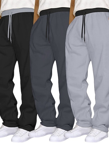  Mehrfachpackungen 3er-Pack Herren Schwarz+Dunkelgrau+Marineblau Jogginghose Hose Kordelzug Elastischer Bund Einfach Urlaub Alltagskleidung Polyester Frühling