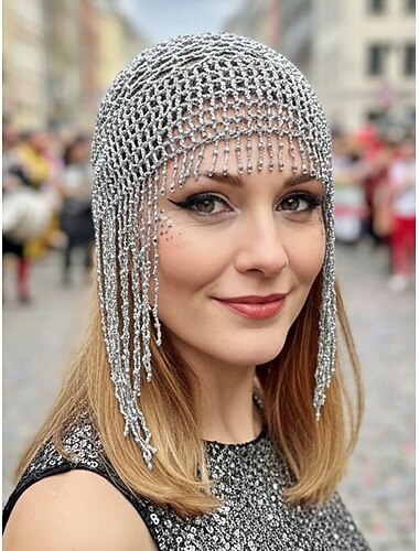  Copricapo per il Mardi Gras da donna con perline in plastica colori multipli design elegante perfetto per Carnevale e balli in maschera