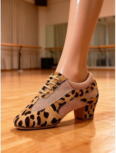  Damskie, sznurowane, profesjonalne buty do tańca w zebrę, z zamszową podeszwą, latynoskie &buty do ćwiczeń tanecznych, oddychająca konstrukcja, wygodne do ćwiczeń &obuwie sportowe dla kobiet