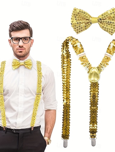  Karnevalskostyme Sløyfer Y-rygg seler Disk Retro / vintage 1980erne Paljetter Voksne Herre Halloween Karneval Fest Ytelse Dansballett Kle deg opp