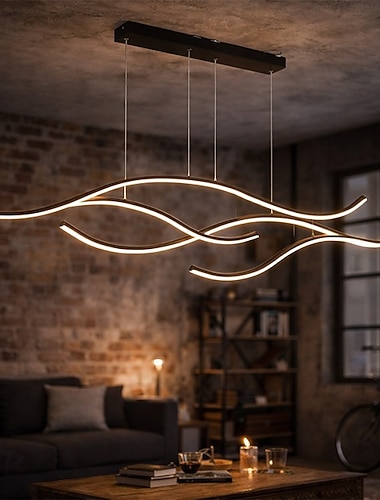  100/120 cm lampe suspendue led design ligne design or noir métal style artistique bureau de style moderne, boutiques élégantes finitions peintes artistique led 110-120v 220-240v