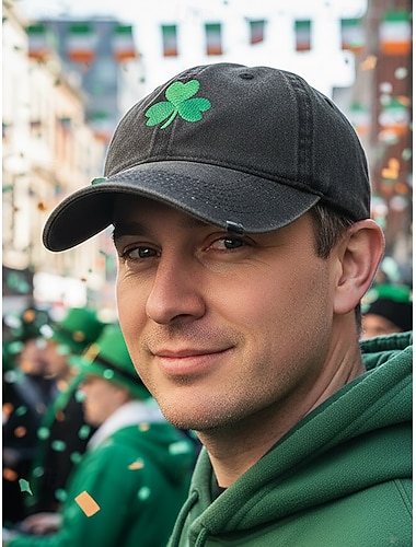  Boné masculino de poliéster com viseira e peruca falsa colorida, disponível em várias cores, perfeito para o Dia de São Patrício, carnaval e ocasiões festivas.