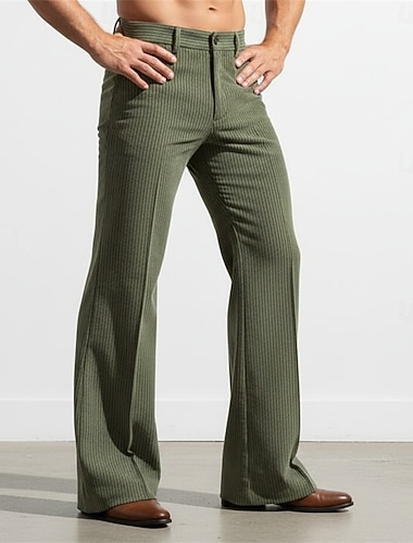  Herren Hose Anzughose Cordhose Schlaghose Schlaghosen Tasche Einfach Komfort Volle Länge Täglich Geschäft Ferien Urlaub Mode Weiß Braun Unelastisch