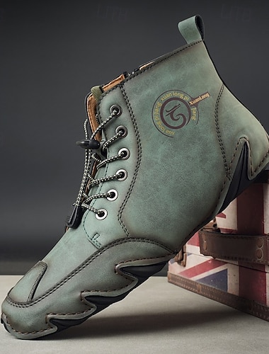  Chaussures de randonnée vertes pour hommes – tige de qualité supérieure avec semelle adhérente, idéales pour l'exploration en plein air, la randonnée en montagne et les sports d'aventure.