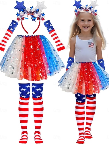  250. rocznica USA Dyskoteka Lata 80 Spódnica Tutu Pod spódnicą z akcesoriami Strój na bal maskowy Damskie Karnawał 2026 Strój karnawałowy Halloween Karnawał Bal maskowy Dzień Niepodległości 4 lipca