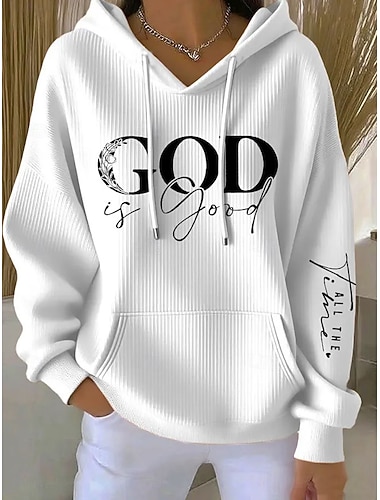  Per donna Felpa con cappuccio Grafico Lettera Casual Manica Lunga Con Cappuccio Top Regolari Casuale Abbigliamento Quotidiano Sportivo Blu Nero Bianco Rosa Primavera Autunno