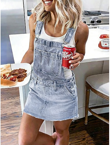  Damen Normal Jumpsuit Strassenmode Feste Farbe Ärmellos Quadratischer Ausschnitt Knopf Tasche Strasse Täglich Regular Fit Rote Blau Grün Sommer