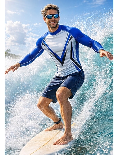  Miesten Ihottumissuoja Uimapaita Geometrinen UPF50+ UV suoja Nopea kuivuminen Pitkähihainen Uima-asut Rash guard -suojapaita Lainelautailu Melonta Hiekkaranta Kesä
