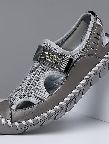  Pánské šedé síťované vycházkové boty, lehký prodyšný svršek, tlumící podrážka, outdoorová obuv pro každodenní nošení a cestování