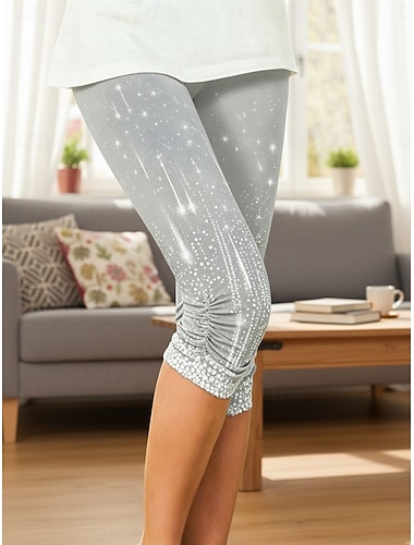  Dámské Legíny prázdniny Módní Šik ven Telecí délka Vysoký pas Grafika Spád Potisk Pohodlné Yumuşak Elastické Denní Venkovní Dovolená Námořnická modř Černá Trávová zelená Šedá Léto Jaro Podzim Slim