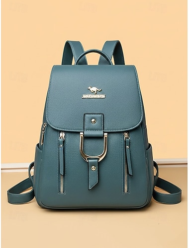  Damenrucksack aus Kunstleder – verschiedene Farben, großes Fassungsvermögen, stilvolles Design mit goldfarbenen Akzenten, ideal für den täglichen Gebrauch, die Arbeit und Freizeitaktivitäten