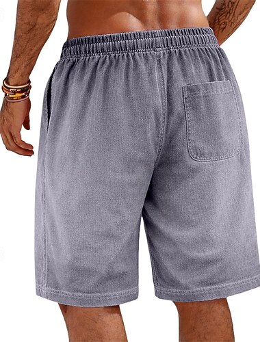  Homens Calção Shorts de verão Shorts casuais Shorts com lavagem ácida Bolsos Cintura elástica Lavado Conforto Respirável Comprimento do joelho Casual Ao ar livre Praia Férias Moda Rosa Roxo Com