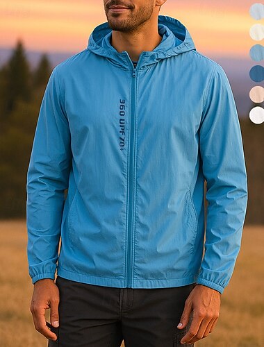  Herren Windjacke Softshelljacke Wanderjacke Außen Sonnenschutz Leicht Atmungsaktiv Wanderoutfits Wanderbekleidung Sommer Frühling Jacke Camping / Wandern / Höhlenforschung Laufen Einfarbig Hellgelb