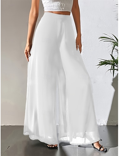  Per donna Gamba larga Chinos Pantaloni Vacanza Streetwear Casual Lunghezza intera Vita Alta Tinta unica Patchwork Fascia Elastica Comodo Traspirabilità Inelastico Quotidiano Casa All'aperto Rosso