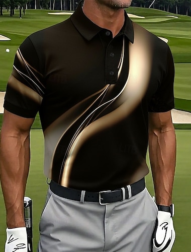  Per uomo Geometrico Golf Polo Sportivi Manica Corta Magliette polo Camicie con Colletto Casual Athleisure Bottoni Primavera & Estate Blu Nero Viola