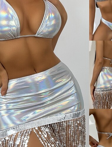  Zestaw bikini z cekinami i spódnicy z frędzlami Samba Dancewear kostium występowy