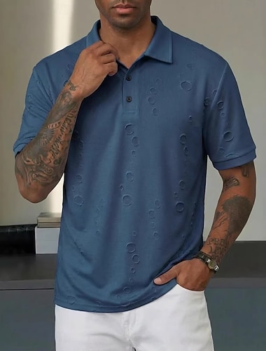  Per uomo Polo da Golf Casuale Affari Bavero Classico Manica Corta Essenziale Moderno Blocco di colori Bottoni Foro Estate Primavera & Estate Vestibilità regolare Nero Bianco Borgogna Blu marino Polo