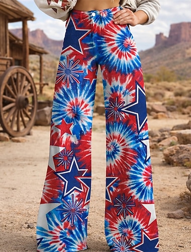  250e anniversaire des États-Unis Rétro Vintage Années 1970 Pantalon Pantalon à jambes larges Hippie Disco Taille haute Déguisement Femmes Mascarade 4 Juillet Soirée Jour de l'indépendance Adulte