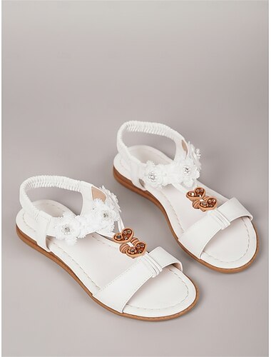  női bohém lapos talpú szandál 3D virágos applikációkkal - barna pántos nyári cipő gyöngy díszítéssel - etnikai stílusú kényelmes szandálok tengerparti esküvőkre és nyaralásokra