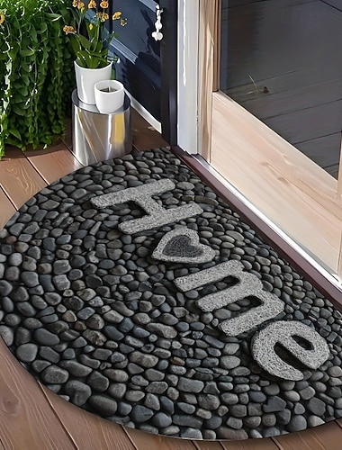  dørmatte amerikansk stil halvrund entrématte sklisikker absorberende dørmatte til hjemmeinngang bad toalett innendørs gulvbruk