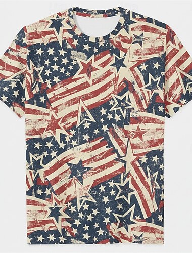  Patriotisk T-skjorte Grafisk T-skjorte USA Retro / vintage Patriotisk T-skjorte 1776–2026 til Unisex Voksne 3D-utskrift for Uavhengighetsdag 4. juli