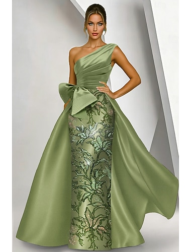  Linea ad A Tubino Colonna Lunghezza al pavimento Perline ricamate Abito Formale Abito da madre della sposa Abito da Sera Abito da ballo con sopragonna Elegante Scintillante Floreale Senza Maniche