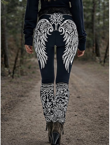  Dame Leggings Ferie Årgang Etnisk stil Full lengde Høy Midje Grafisk Abstrakt 3D-utskrift Komfort Hurtigtørkende Pusteevne Elastisk Daglig Hjem utendørs Svart Sommer Vår Høst Mager