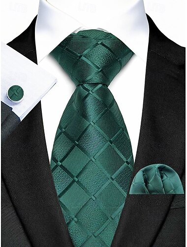  Mansjettknappsett med lommetørkle til herre, vevd polyestermønster, flerfarget formelt tilbehør til brudgommen, bryllupet, valentinsdagen, forretningsarrangementer