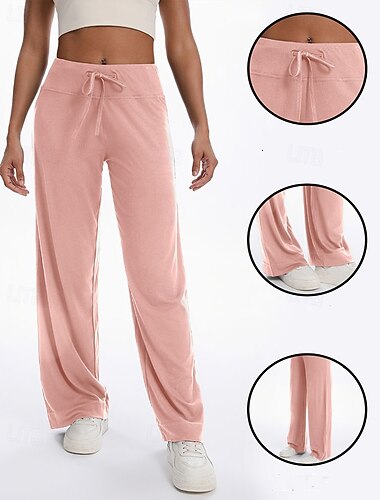  Damskie Spodnie palazzo casualowe Ściągana na sznurek Niejednolita całość Odzież sportowa Codzienny Na zewnątrz Urlop Lato Wiosna Jesień Ochrona przed słońcem Chodzenie Kulturystyka Track Regularny