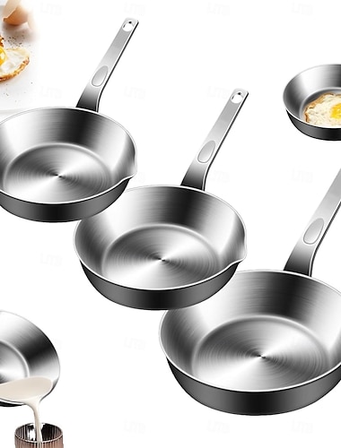  Mini eggepanne i rustfritt stål 316 med helletut, liten omelettpanne for smør og sauser, kompatibel med gass- og induksjonskomfyrer, kun håndvask