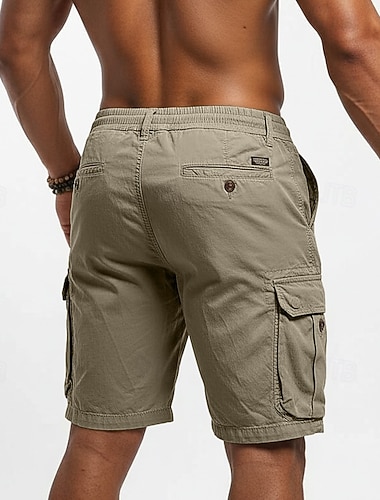  Herren Cargohose Cargohosen Cargo-Shorts Shorts Freizeitshorts Acid Wash Shorts Tasche Elastischer Bund Einfach Komfort Über dem Knie Lässig Outdoor Streetwear Mode Streetwear Schwarz Marineblau