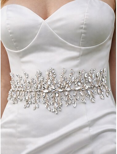  Damesriem van zirkonia en polyester met kristallen – verkrijgbaar in meerdere kleuren, elegant ontwerp – perfect voor bruiloften en avondgelegenheden.