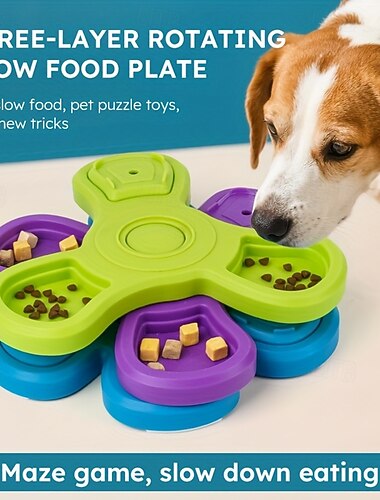  Alimentador interativo de 3 camadas para cães | Material PP durável, multicolorido, alimentador lento para treinamento de QI e olfato, atividade envolvente na hora da refeição para cães