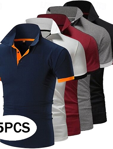  Homme Polo Chemise de golf Occasionnel Sports Classique Manche Courte Basique Couleur Unie Uni 5-Pièces Pack multiple Été Printemps Toutes saisons Coupe Slim 1 2 3 4 5 6 Polo