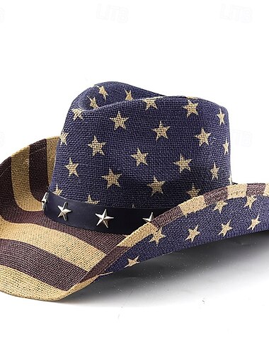 250. výročí USA Retro Divoký západ Kovbojský klobouk Cowgirl Klobouk Kovbojka Kovbojské Západní kovboj Maškarní kostým Unisex Plesová maškaráda 4.července Párty Den nezávislosti Dospělé Klobouk Cel