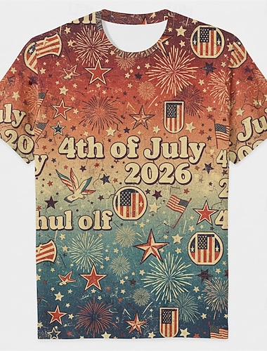  Patriotico T-shirt Maglietta grafica USA Retrò Vintage Patriotico Corte 1776-2026 per Unisex Adulti Stampa 3D  per Giorno dell'Indipendenza / 4 Luglio 4 Luglio Feste