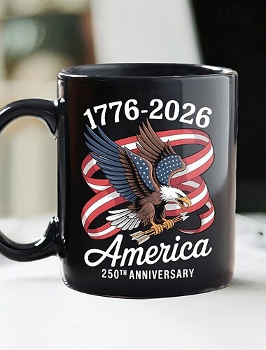  Mok ter ere van het 250-jarig bestaan van de Verenigde Staten, patriottisch cadeau, keramische koffiemok ter gelegenheid van het 250-jarig jubileum, 1776-2026 Amerika 250, cadeau voor